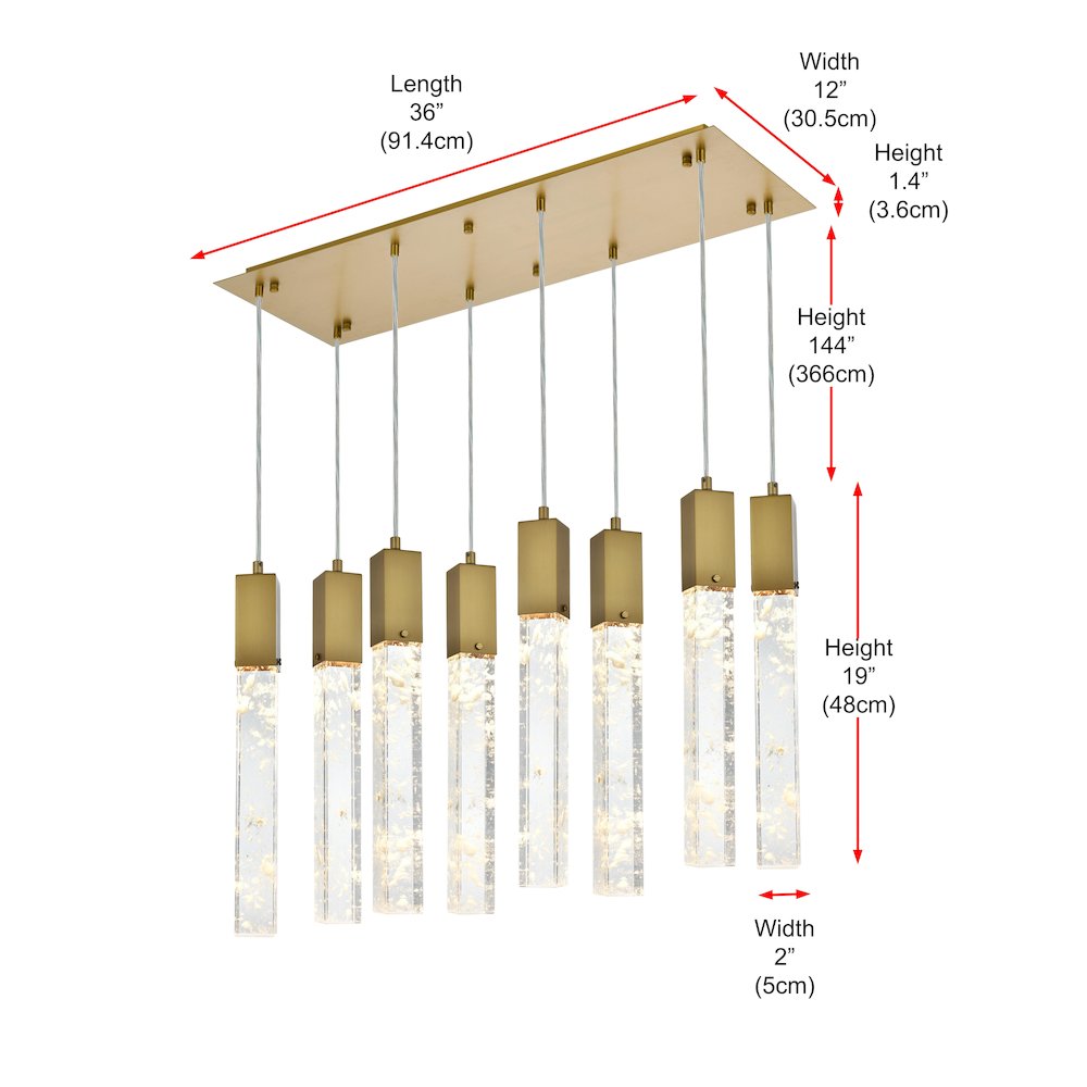 Aurora 36 inch Pendant in Satin Gold. Picture 10
