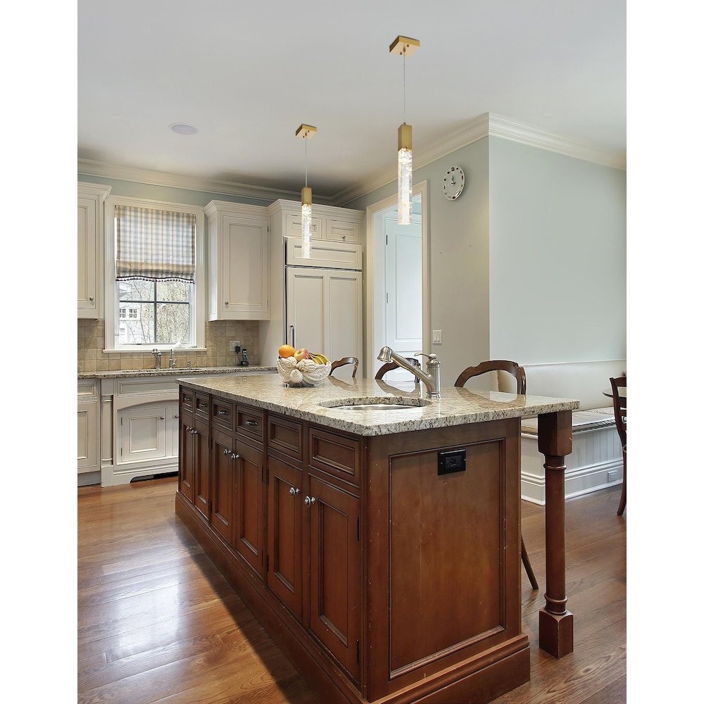 Aurora 5 inch Pendant in Satin Gold. Picture 9