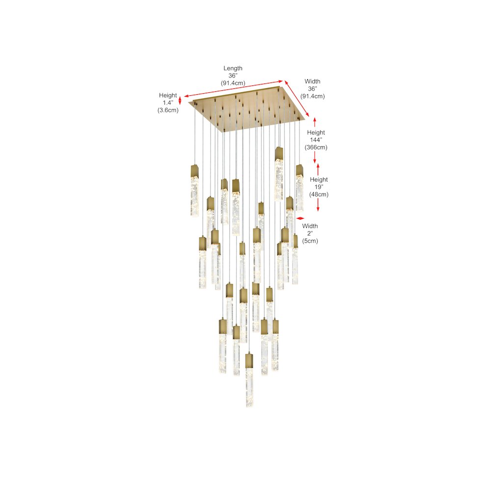 Aurora 36 inch Chandelier in Satin Gold. Picture 10