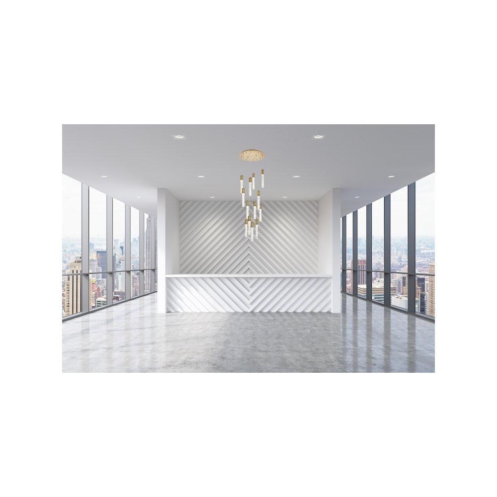 Aurora 30 inch Chandelier in Satin Gold. Picture 2