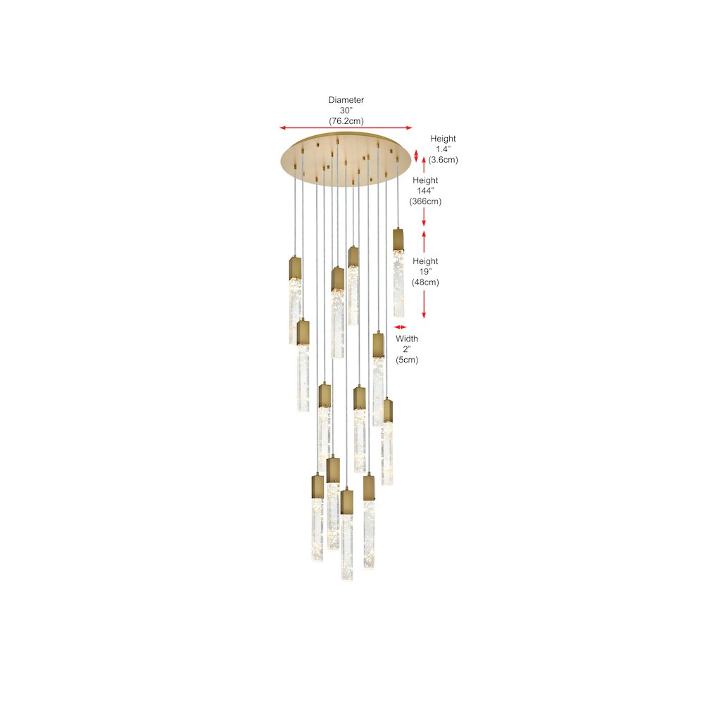 Aurora 30 inch Chandelier in Satin Gold. Picture 10