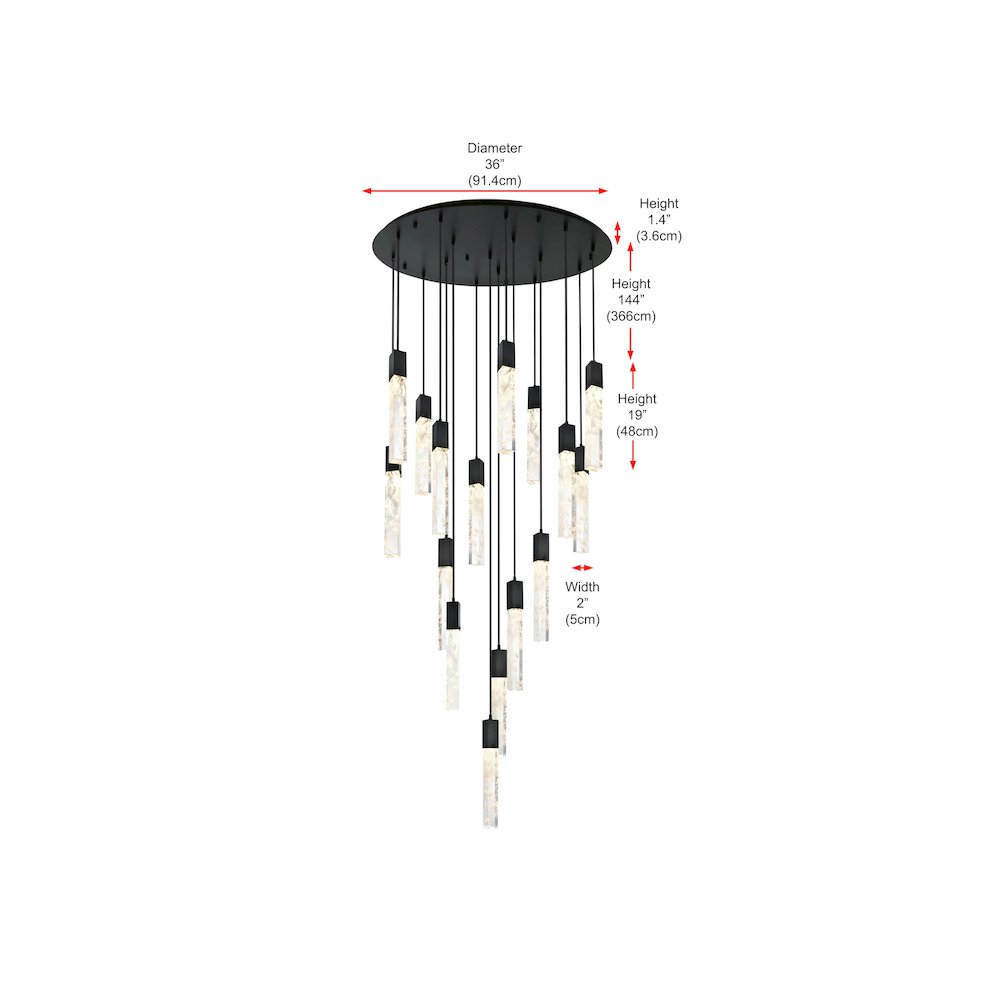 Aurora 36 inch Chandelier in Black. Picture 10