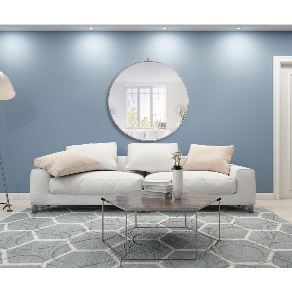 Metal frame Round Mirror with decorative hook 48 inch Silver finish. Picture 11