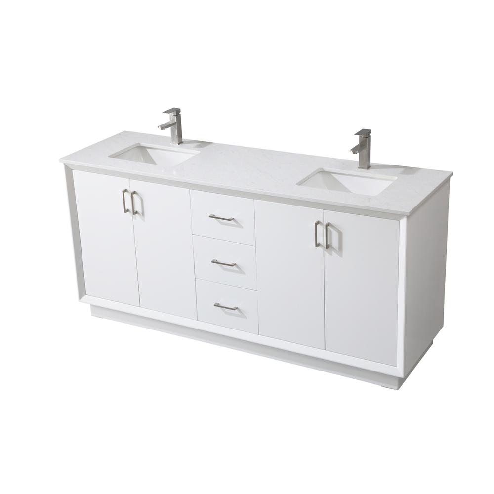72 Inch Double Bathroom Vanity In White. Picture 8