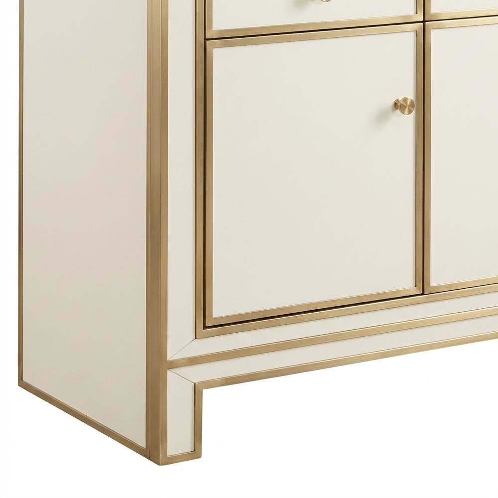 Gold mirrored credenza with sleek modern design and spacious storage. Picture 6