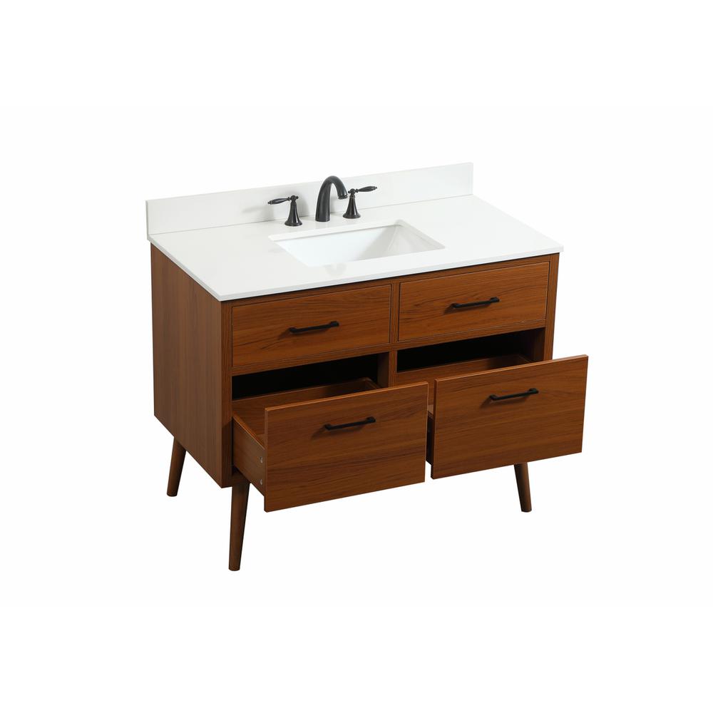 42 inch Single bathroom vanity in teak with backsplash. Picture 9