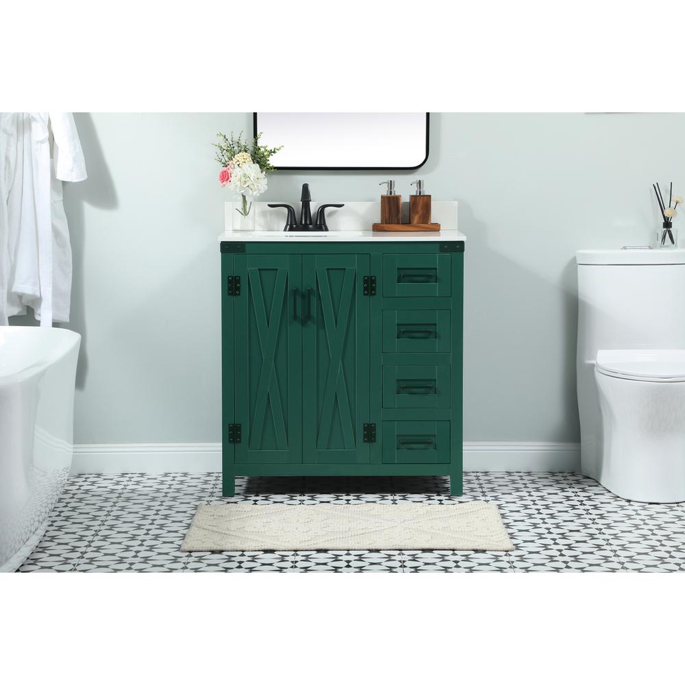 32 inch Single bathroom vanity in green with backsplash. Picture 14