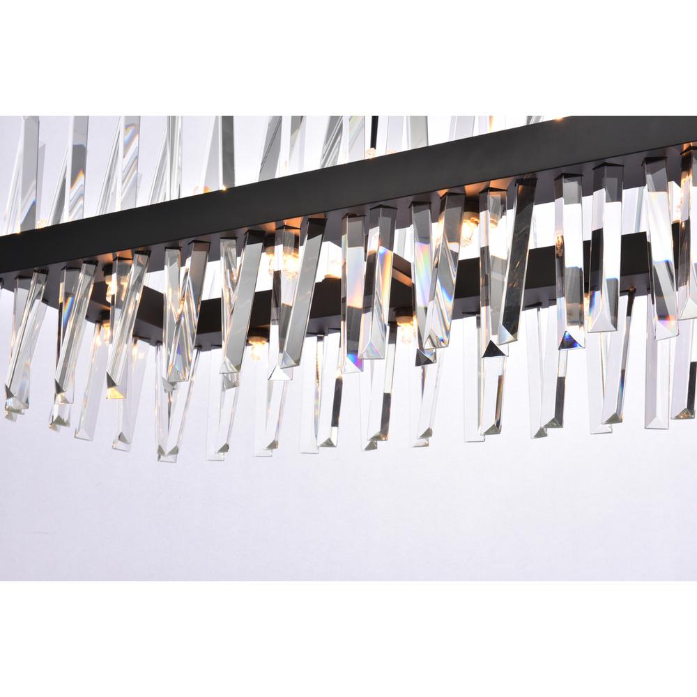 Serephina 42 inch crystal rectangle chandelier light in black. Picture 3