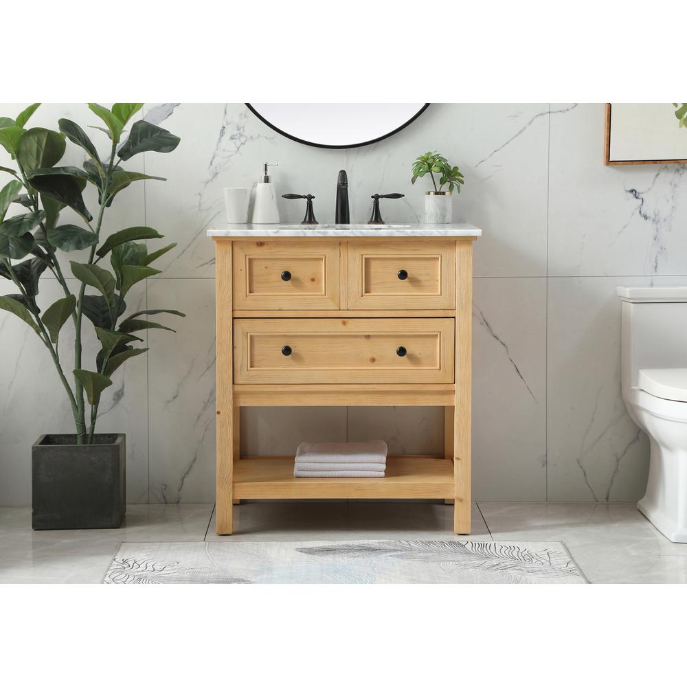 30 inch Single bathroom vanity in natural wood. Picture 14