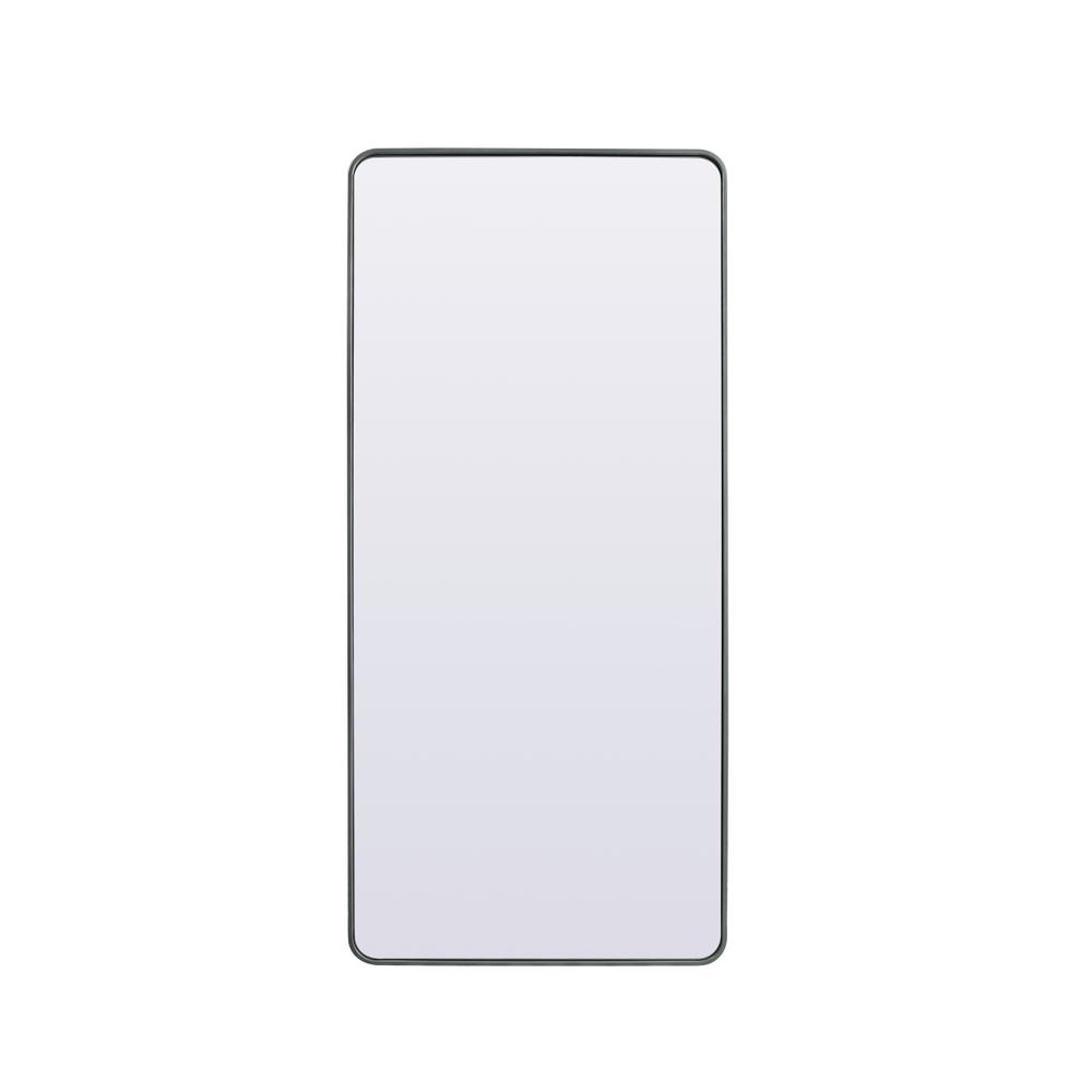 Soft Corner Metal Rectangle Full Length Mirror 32x72 Inch in Silver. Picture 1