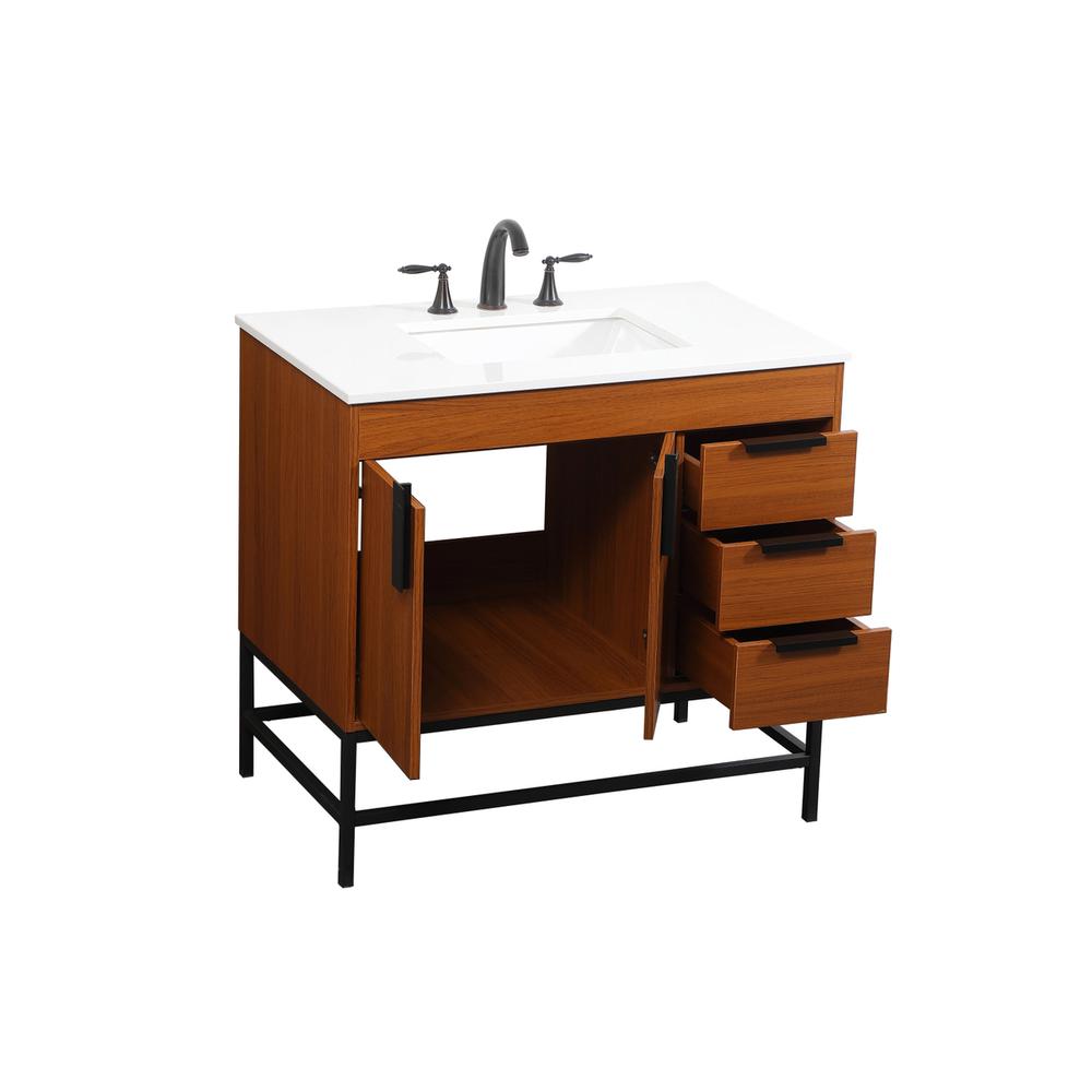 36 inch Single bathroom vanity in teak. Picture 9