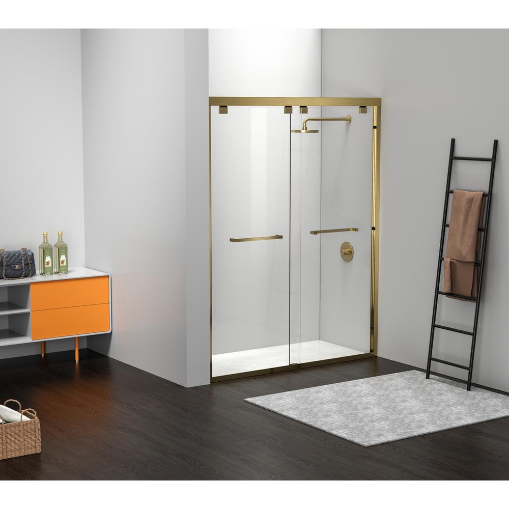 Semi-frameless shower door 60 x 76 Brushed Gold. Picture 11