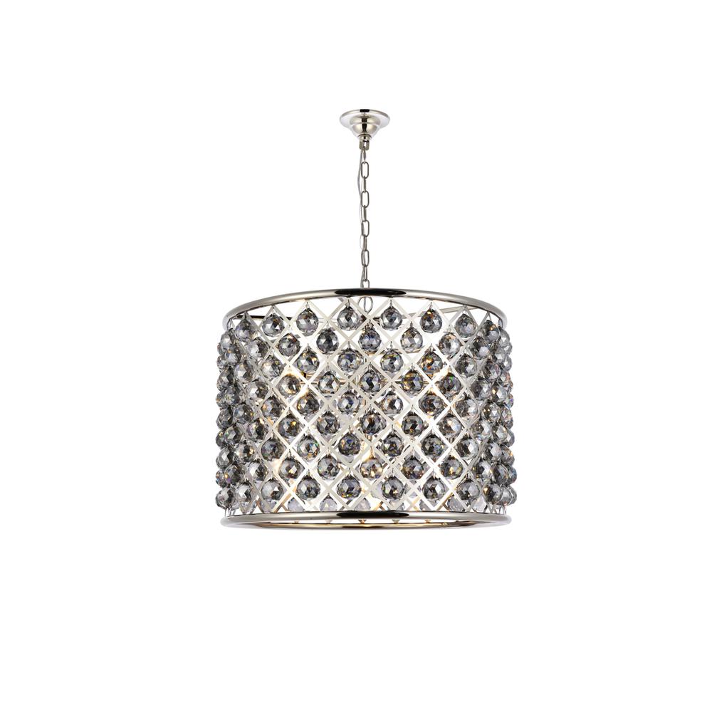 Madison 8 light polished nickel Chandelier Silver Shade (Grey) Royal Cut Crystal. Picture 1
