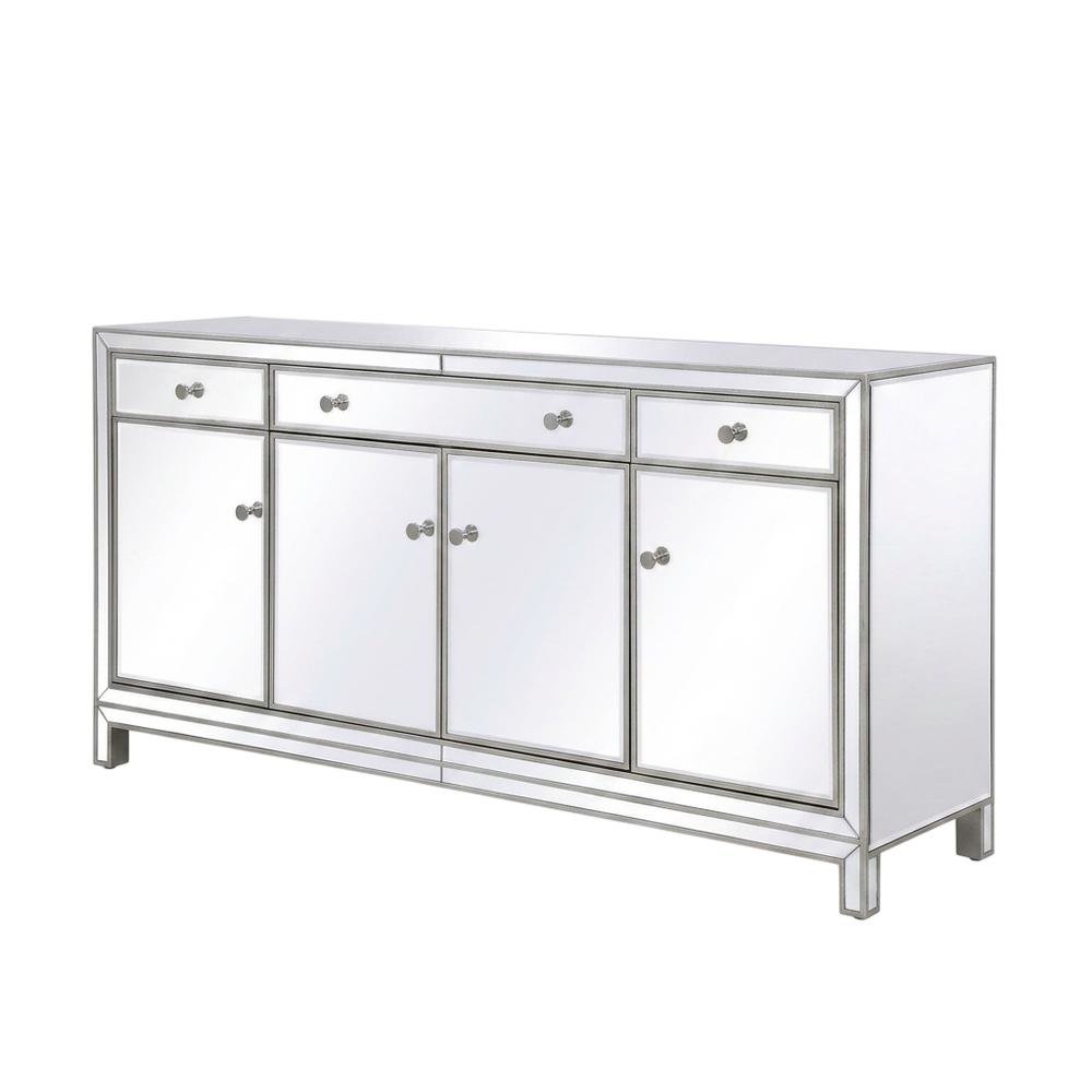 Antique Silver Mirrored Credenza with Elegant Storage and Stylish Finish. Picture 1