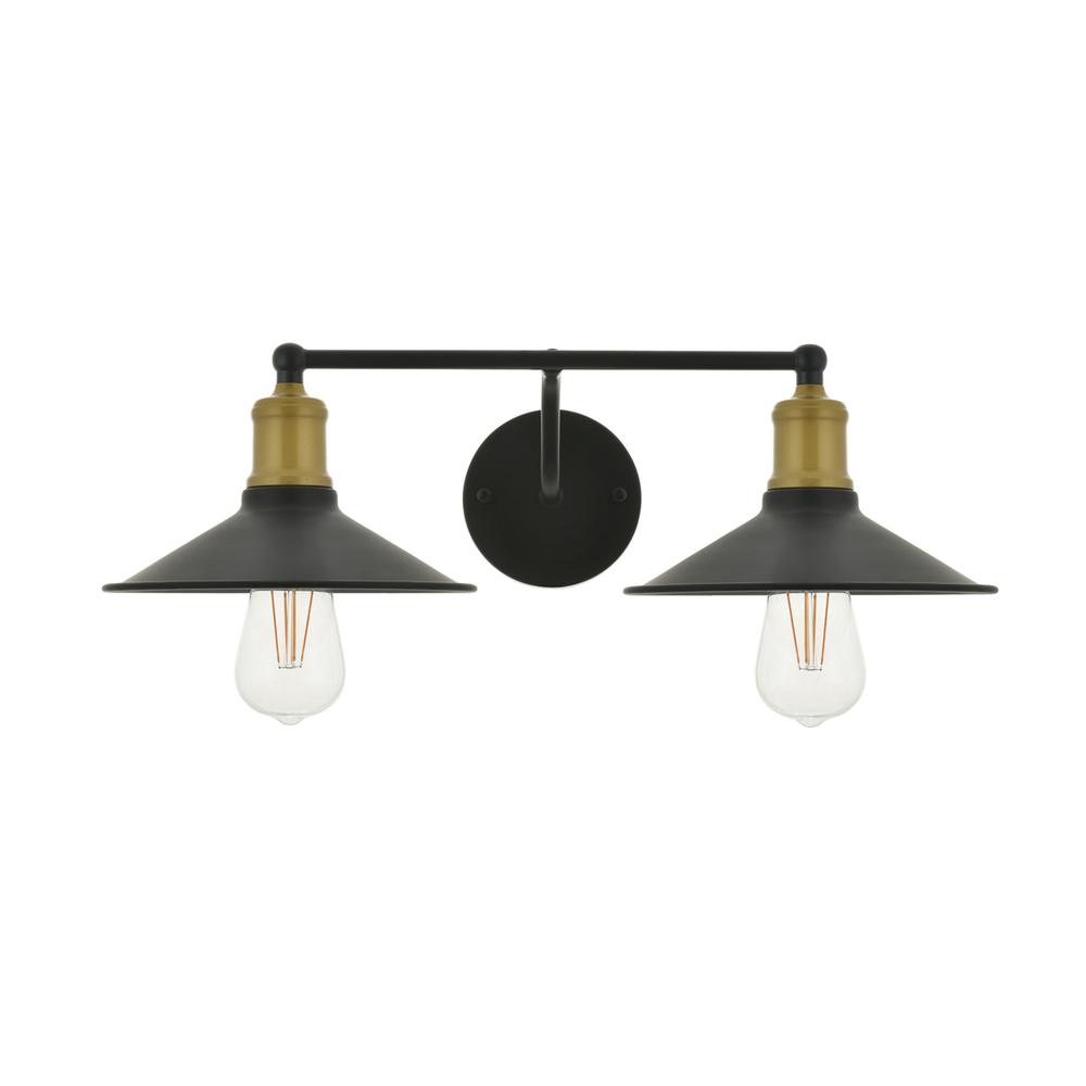 Etude  2 light brass and black Wall Sconce. Picture 2