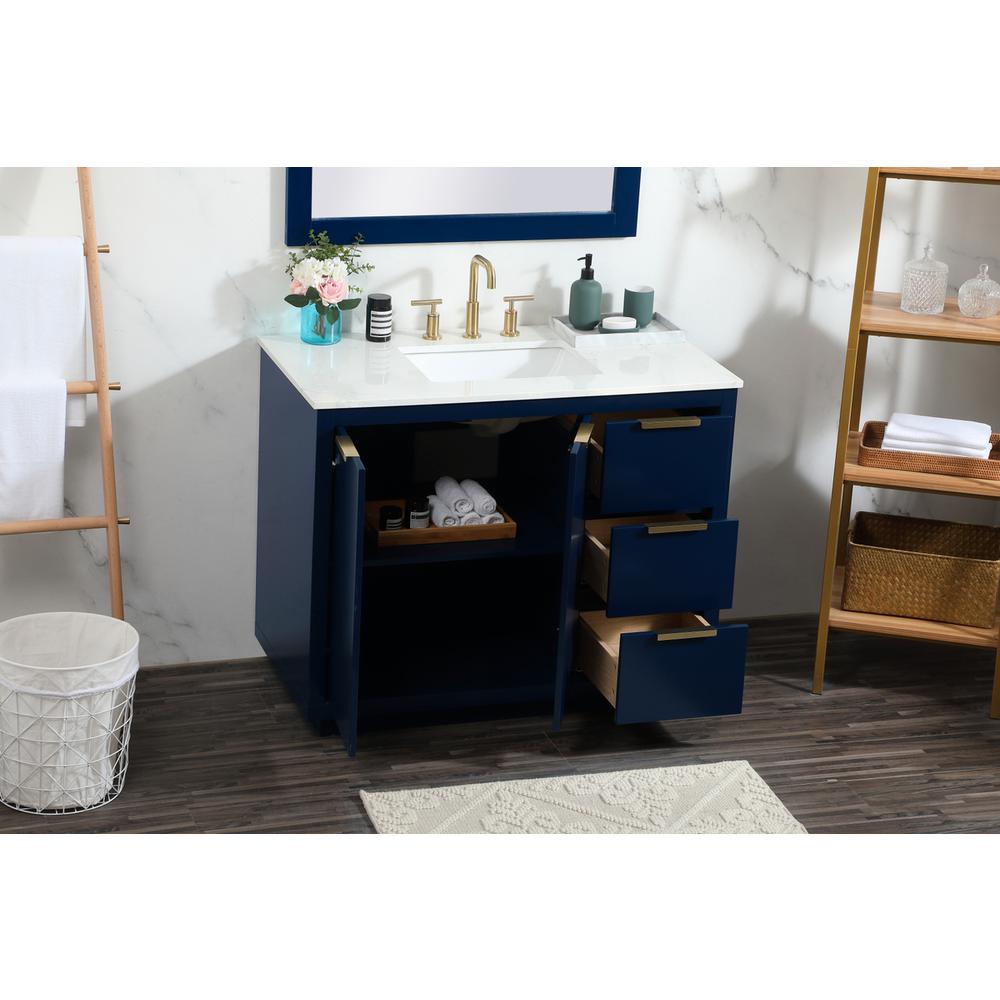 42 inch Single bathroom vanity in blue. Picture 3