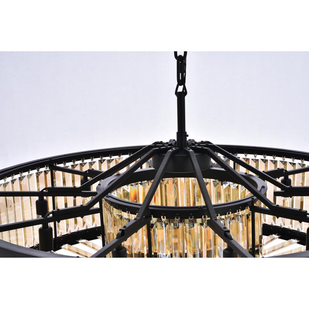 Chelsea 10 light Matte Black Chandelier Golden Teak (Smoky) Royal Cut Crystal. Picture 4