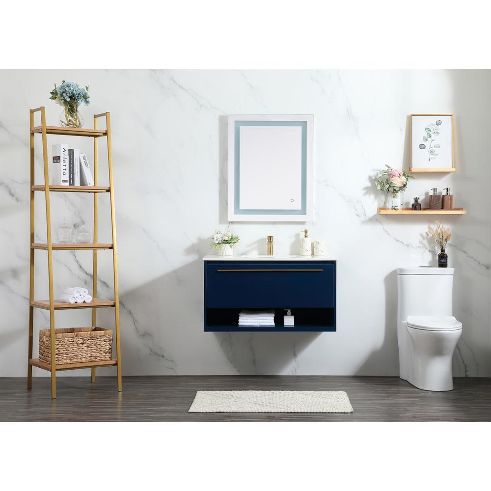 36 inch Single bathroom vanity in blue. Picture 4