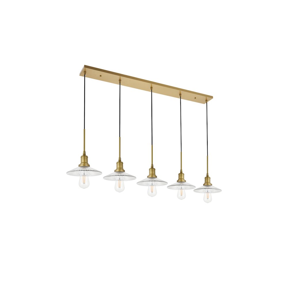 Waltz 5 Light Brass Pendant. Picture 5
