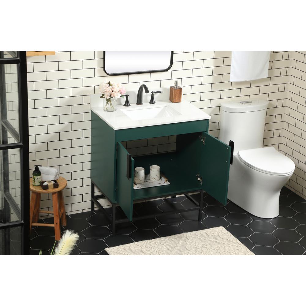 30 inch Single bathroom vanity in green with backsplash. Picture 3