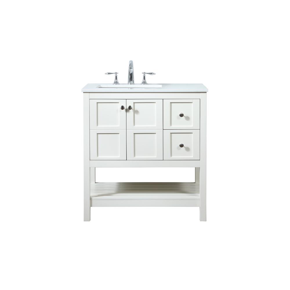 32 inch Single bathroom vanity in white. Picture 1