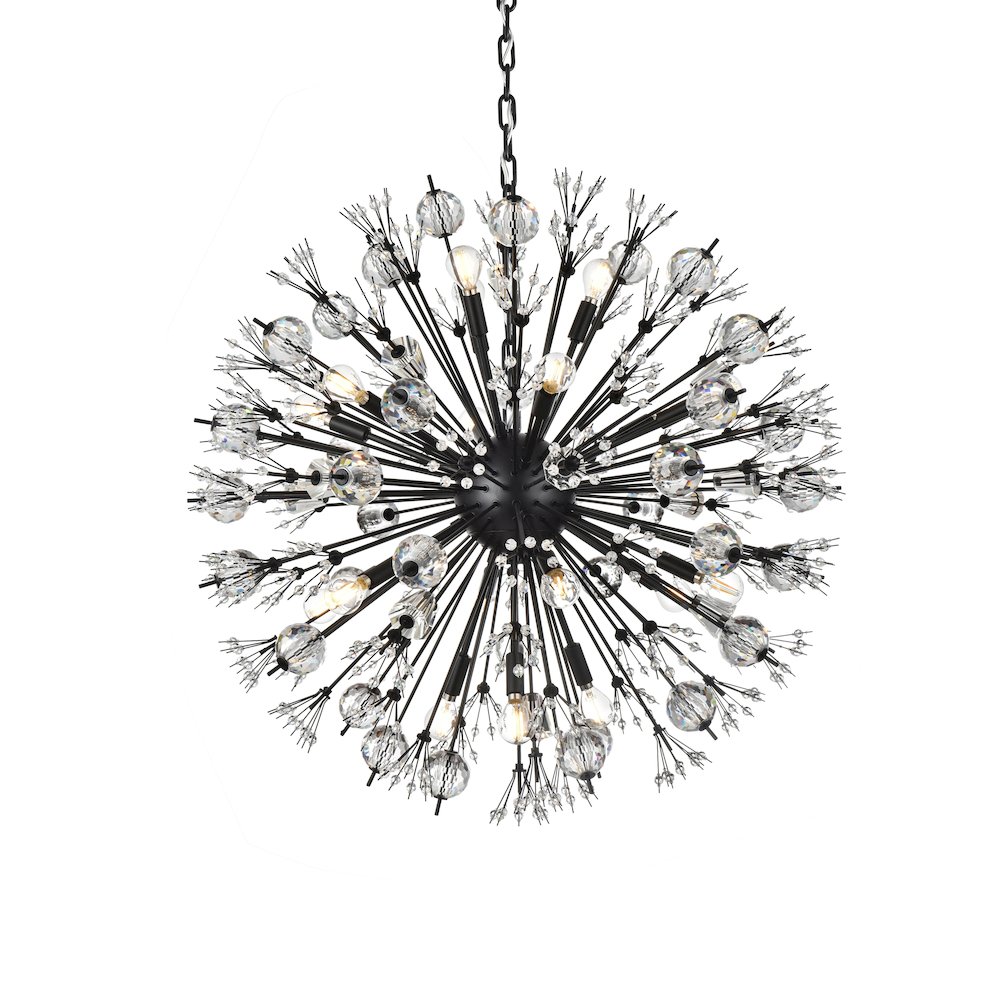 Vera 32 inch crystal starburst round pendant in black. Picture 3