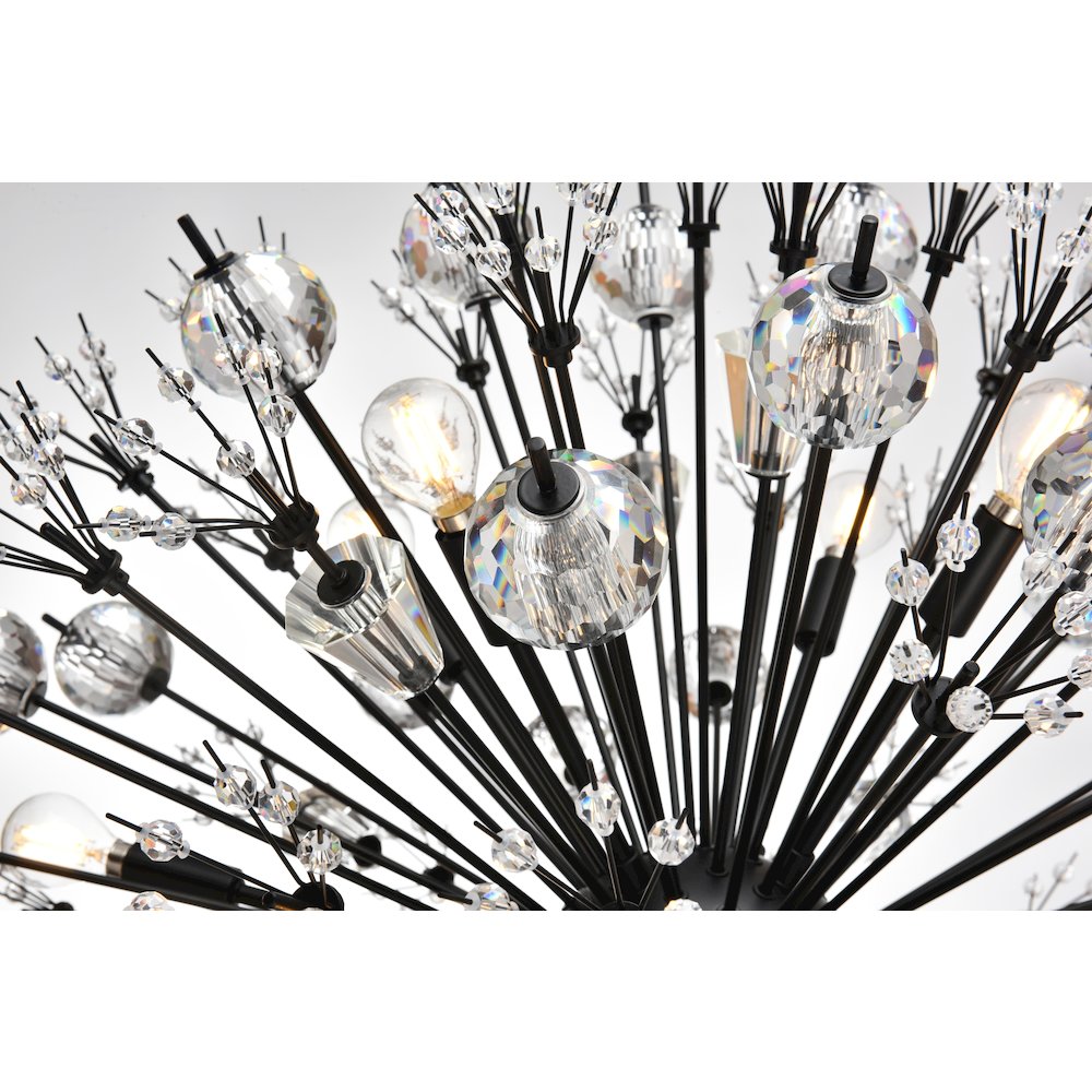 Vera 32 inch crystal starburst round pendant in black. Picture 4