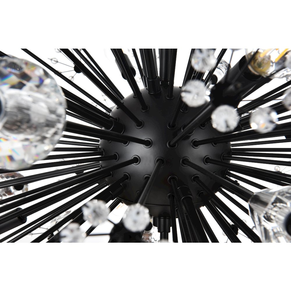 Vera 32 inch crystal starburst round pendant in black. Picture 5