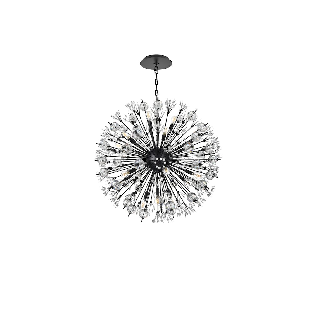 Vera 32 inch crystal starburst round pendant in black. Picture 7