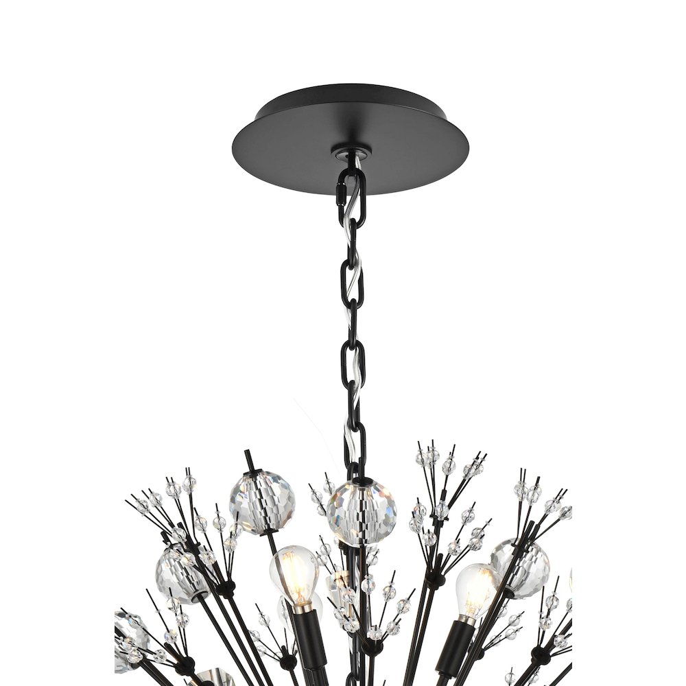Vera 32 inch crystal starburst round pendant in black. Picture 9