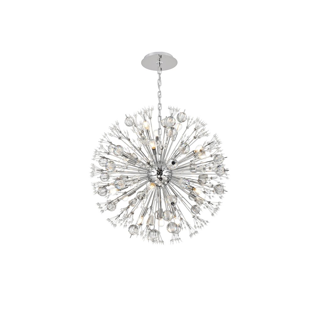 Vera 32 inch crystal starburst round pendant in chrome. Picture 1