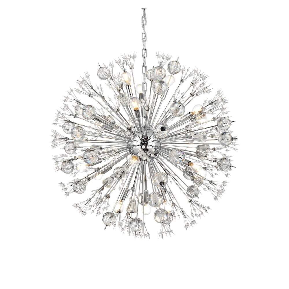 Vera 32 inch crystal starburst round pendant in chrome. Picture 3
