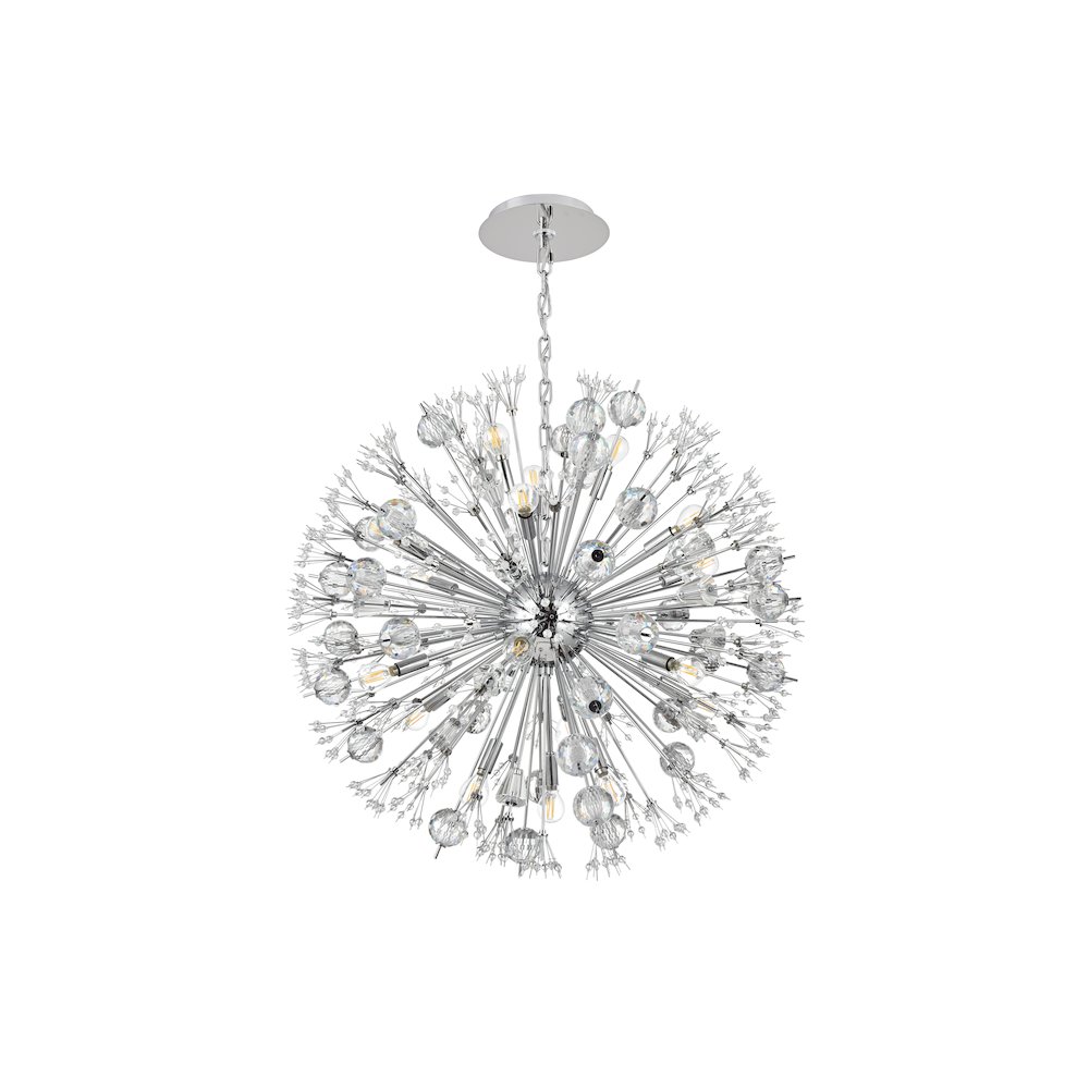 Vera 32 inch crystal starburst round pendant in chrome. Picture 7