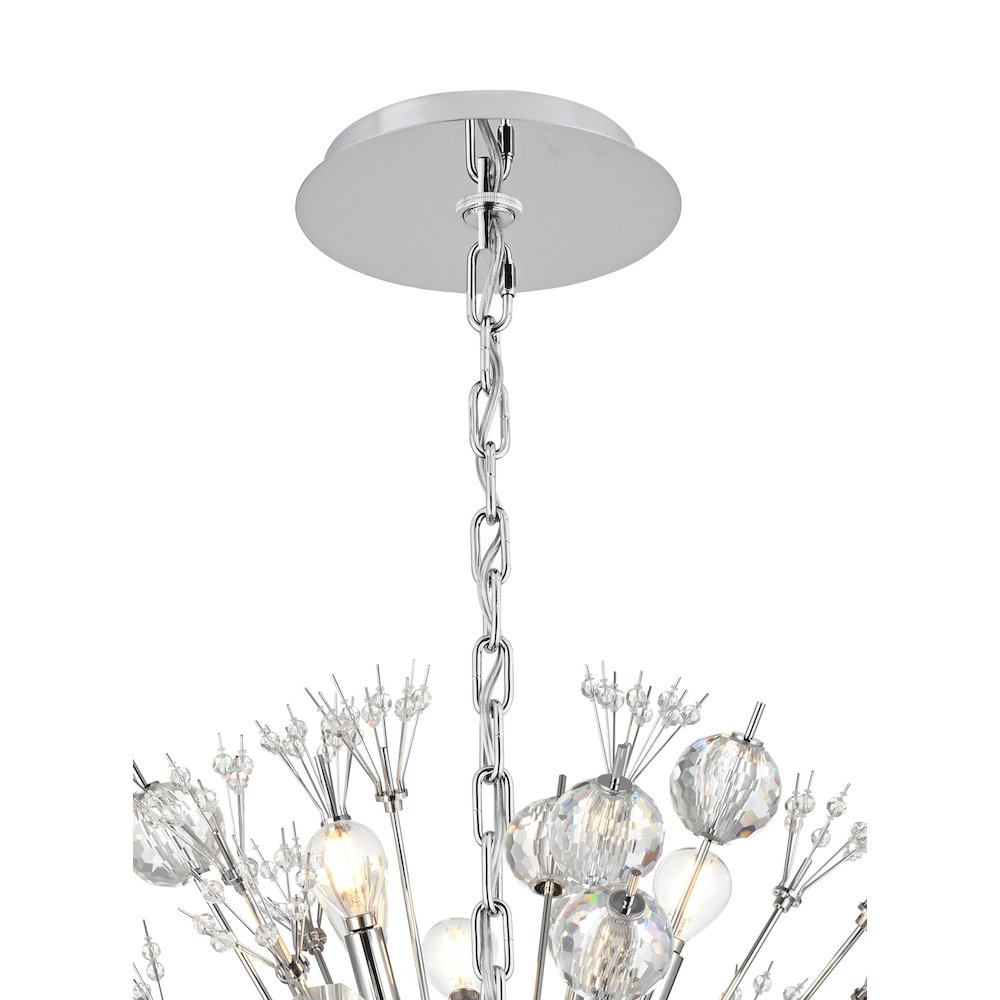 Vera 32 inch crystal starburst round pendant in chrome. Picture 9
