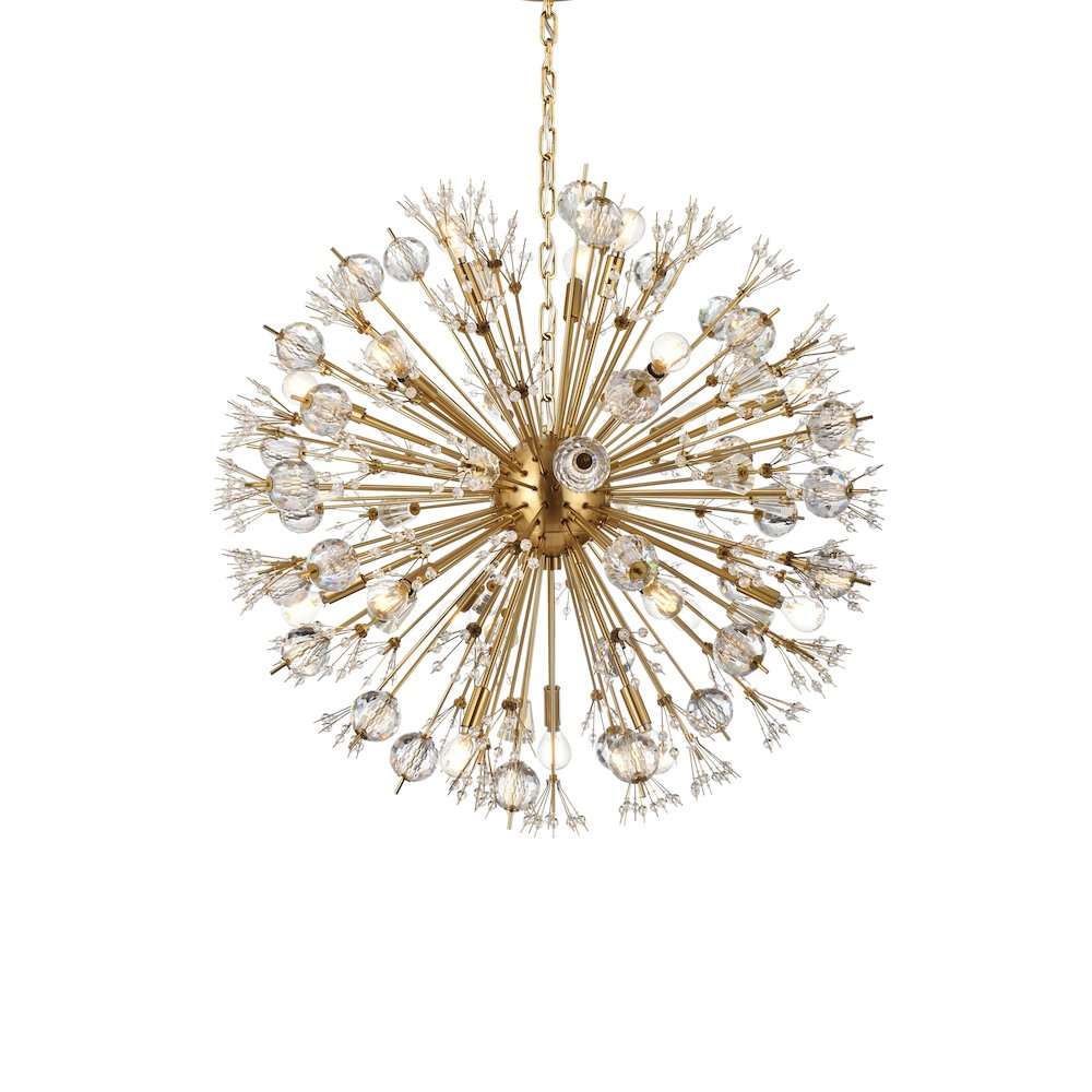 Vera 32 inch crystal starburst round pendant in gold. Picture 3