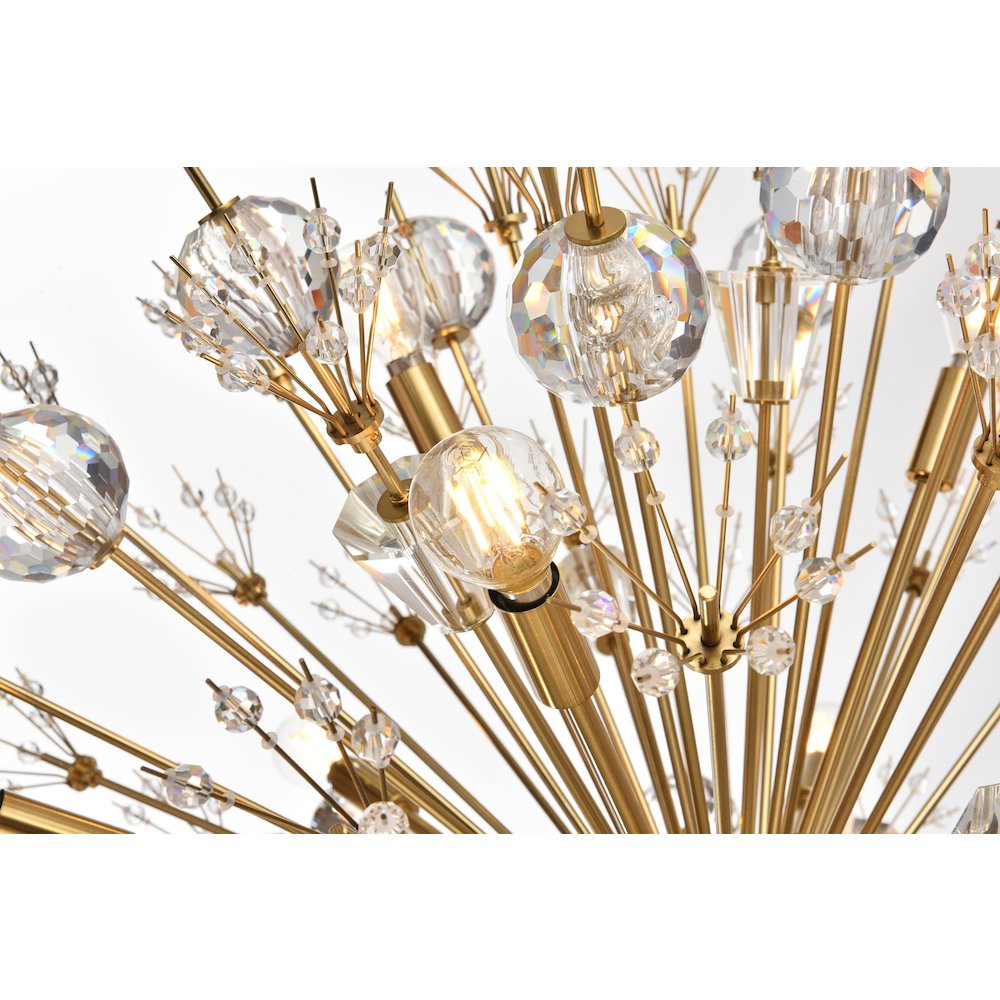 Vera 32 inch crystal starburst round pendant in gold. Picture 4