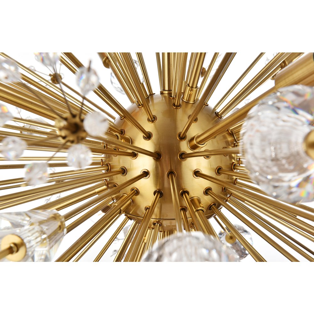 Vera 32 inch crystal starburst round pendant in gold. Picture 5