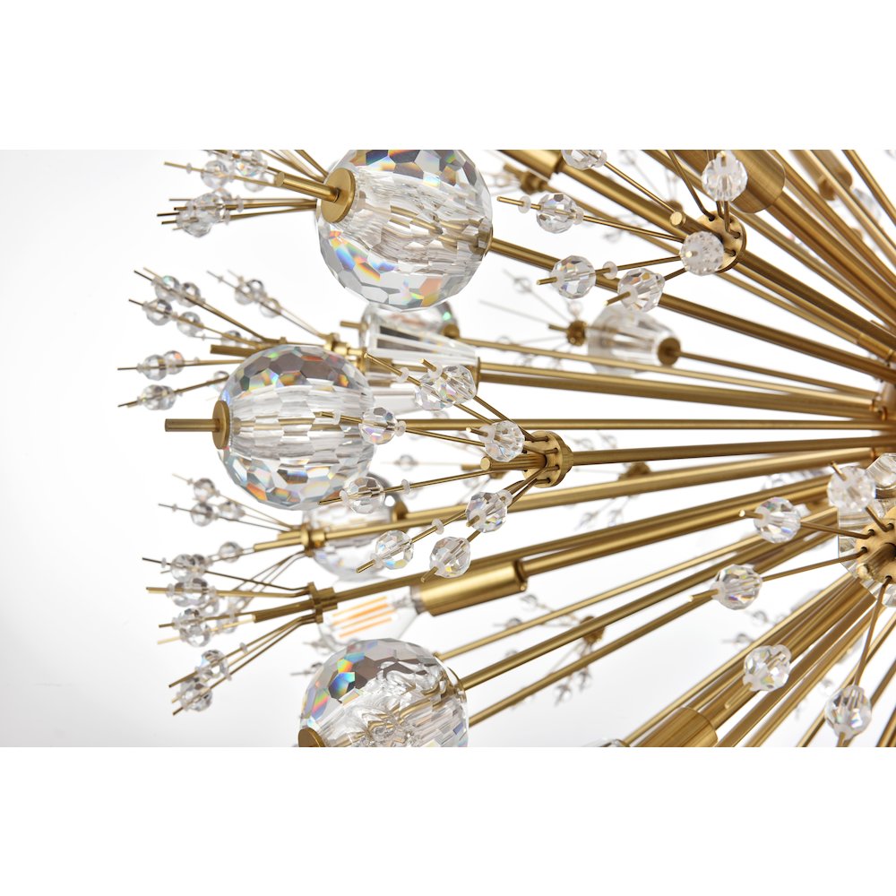 Vera 32 inch crystal starburst round pendant in gold. Picture 6