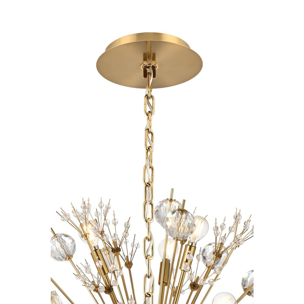 Vera 32 inch crystal starburst round pendant in gold. Picture 9
