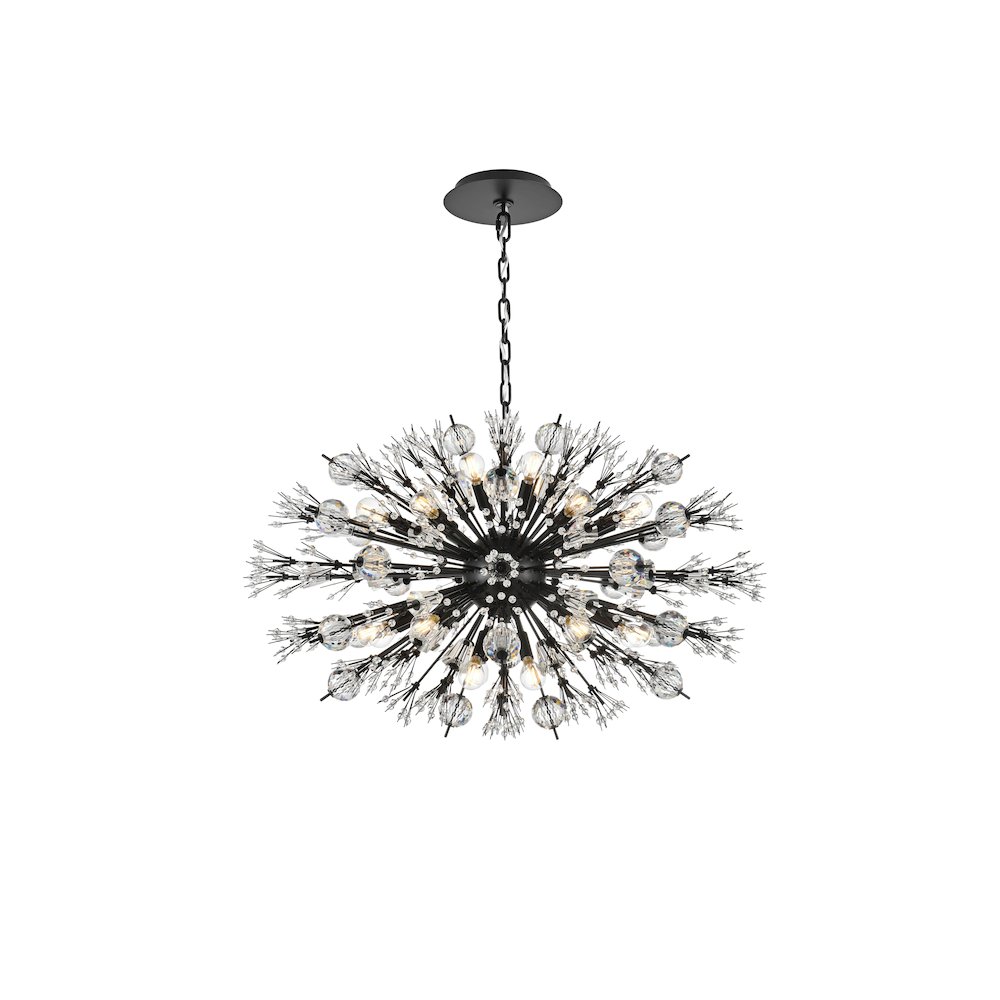 Vera 36 inch crystal starburst oval pendant in black. Picture 1