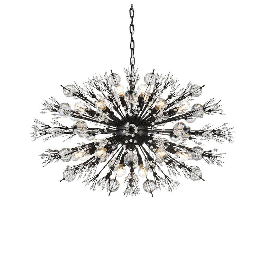 Vera 36 inch crystal starburst oval pendant in black. Picture 3