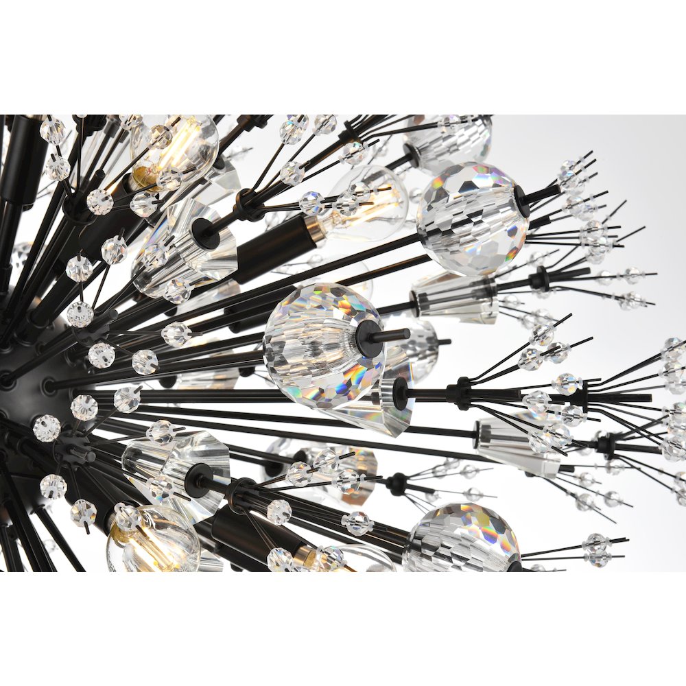 Vera 36 inch crystal starburst oval pendant in black. Picture 4