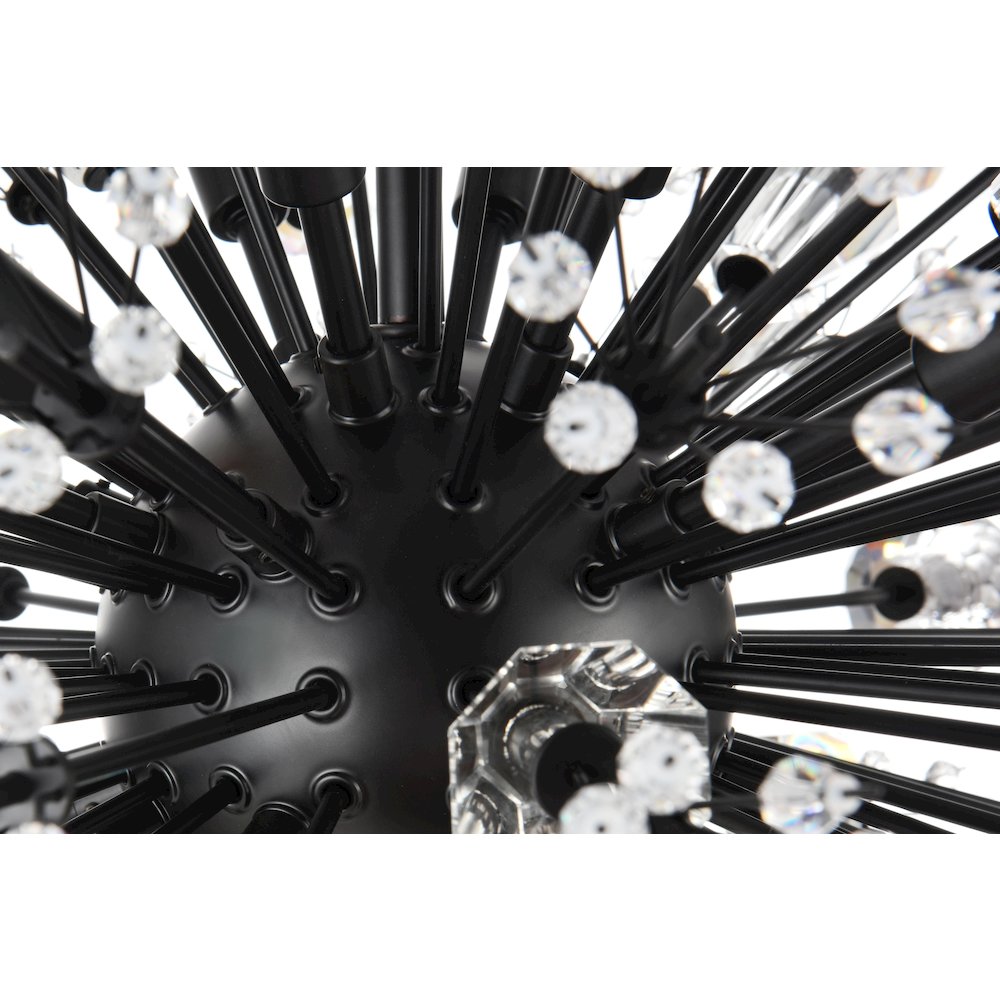 Vera 36 inch crystal starburst oval pendant in black. Picture 5