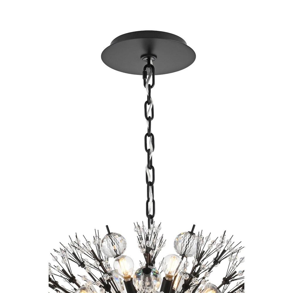 Vera 36 inch crystal starburst oval pendant in black. Picture 9