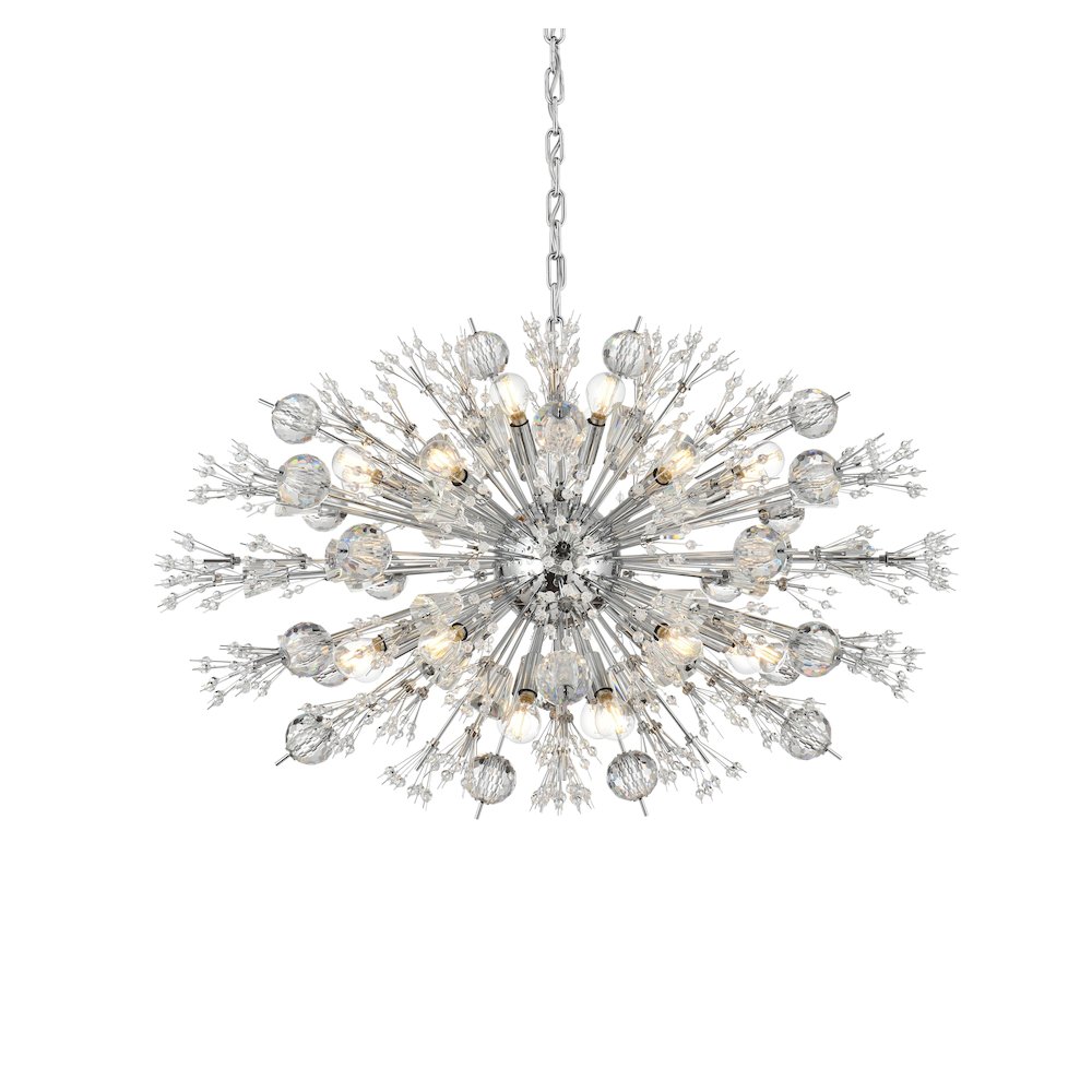 Vera 36 inch crystal starburst oval pendant in chrome. Picture 3