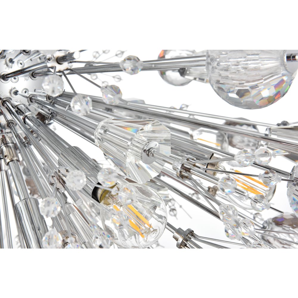 Vera 36 inch crystal starburst oval pendant in chrome. Picture 6