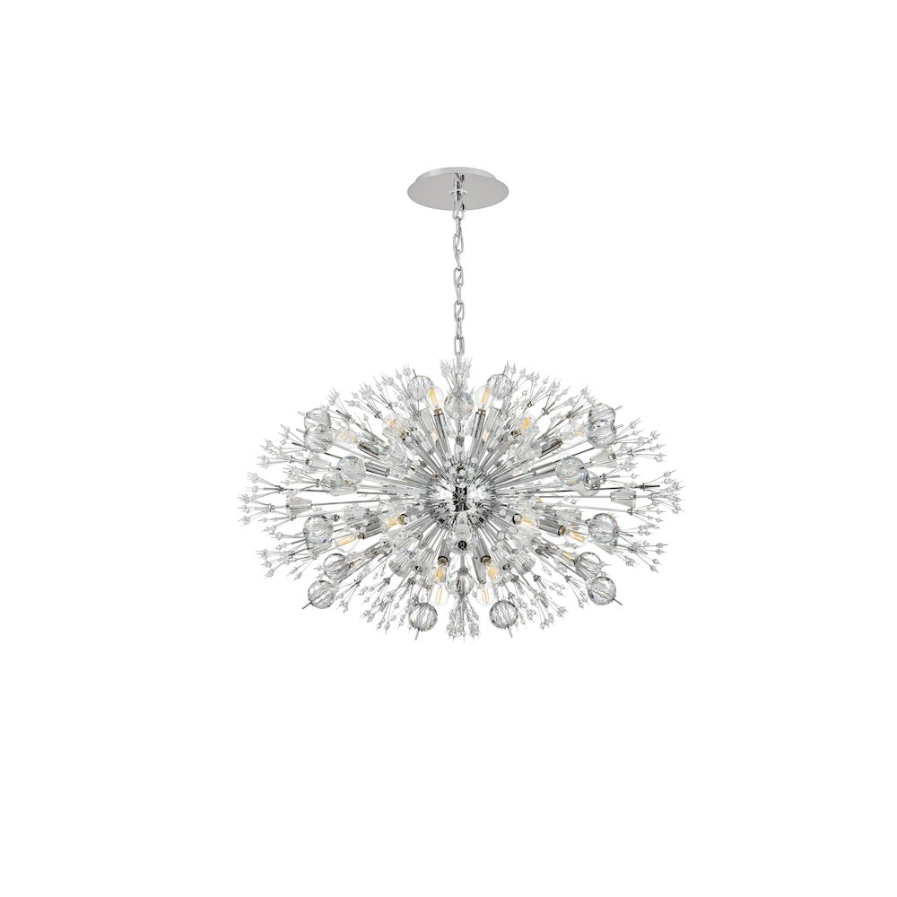 Vera 36 inch crystal starburst oval pendant in chrome. Picture 7