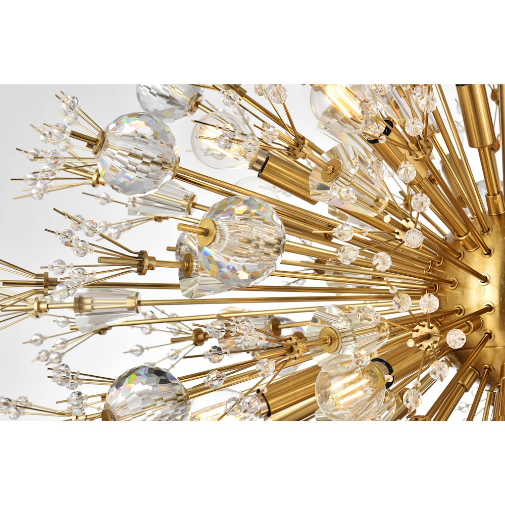 Vera 36 inch crystal starburst oval pendant in gold. Picture 4