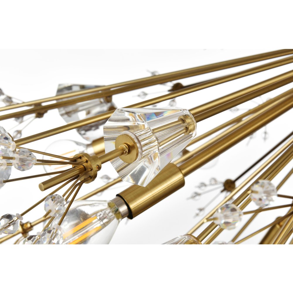 Vera 36 inch crystal starburst oval pendant in gold. Picture 6