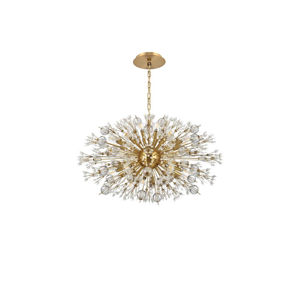 Vera 36 inch crystal starburst oval pendant in gold. Picture 7